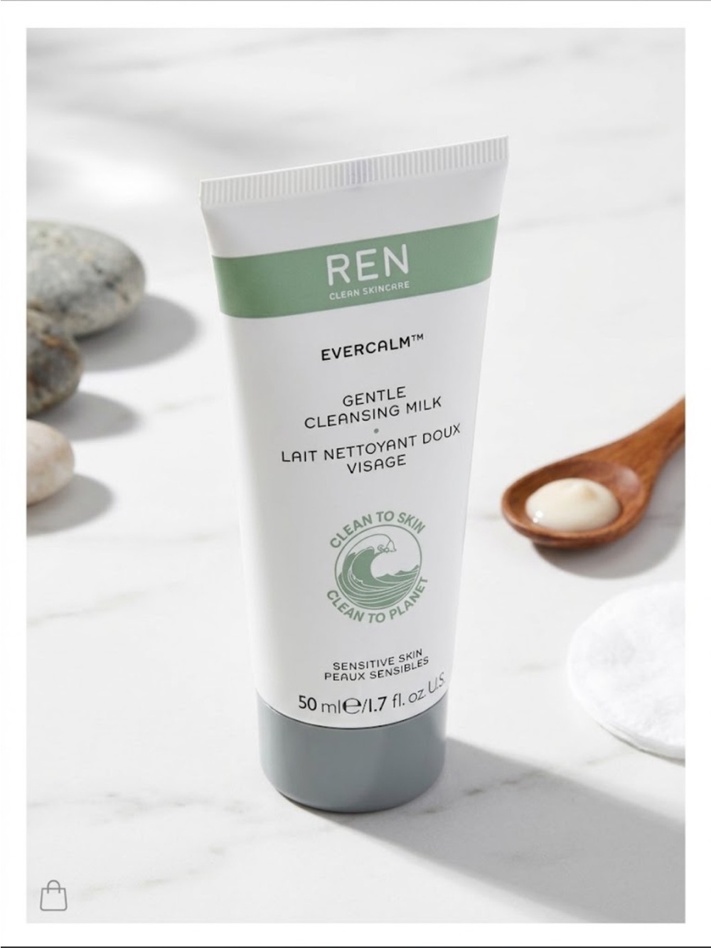 REN Evercalm Gentle Cleansing Milk Face Wash 1.7 oz Calming Daily Cleanser